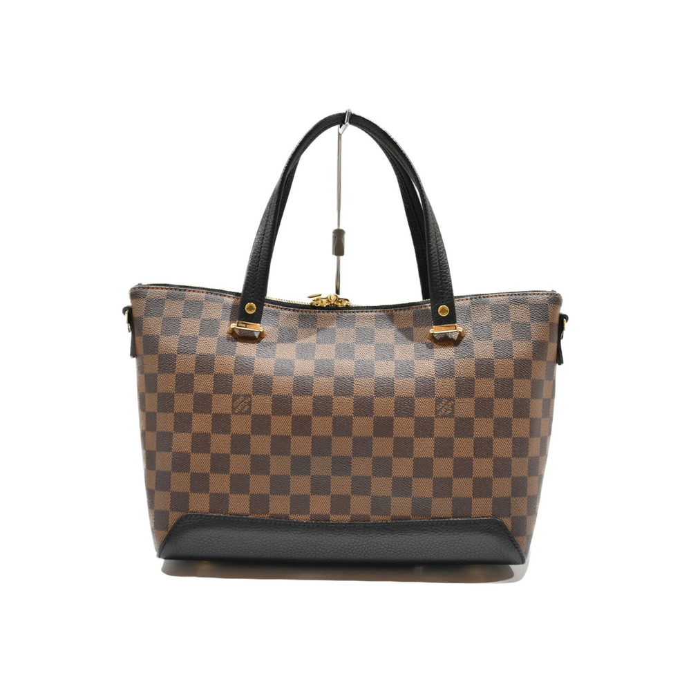 Louis Vuitton Park Brown Coated Canvas Hyde Leather Tote Bag Damier Ebene Black
